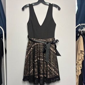 January 7 Black and Tan Lace Mini Dress